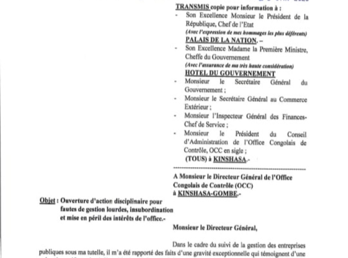 OCC : Julien Paluku engage une procédure disciplinaire contre le DG de l’occ