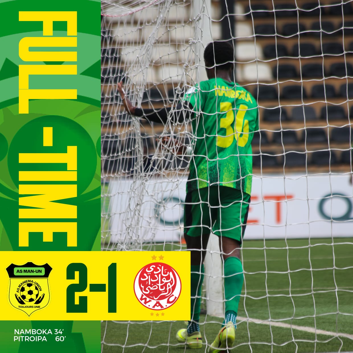 CAF : Maniema union crée l'exploit et bat le Wydad Casablanca à Lubumbashi