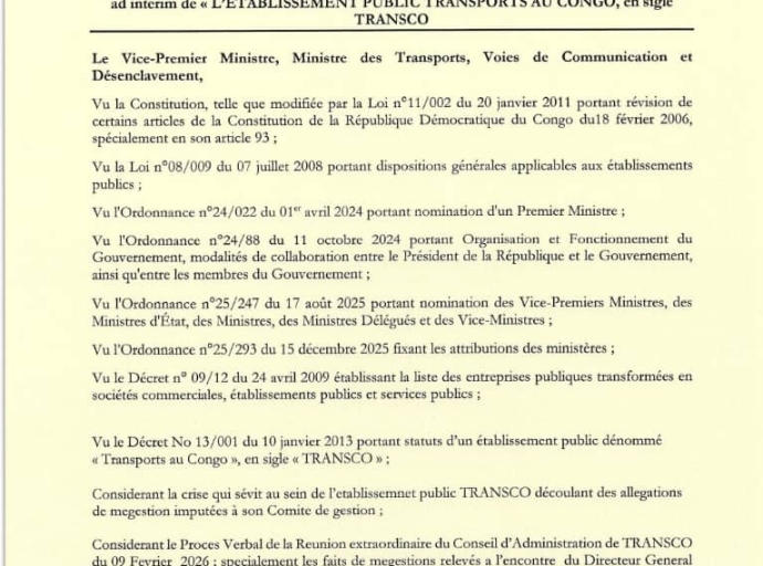 TRANSCO : le Directeur Général suspendu pour mauvaise gestion