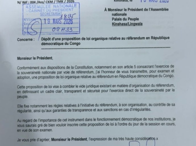 RDC : une proposition de loi pour encadrer enfin le référendum déposée à l’Assemblée nationale